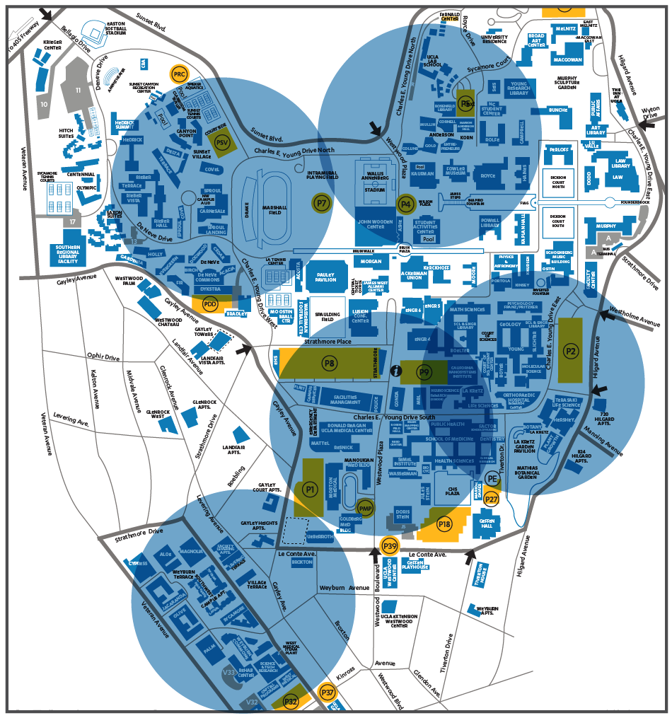 a map of where ucla air quality sensors are located on our campus