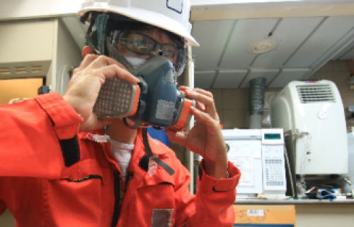 person in protective gear