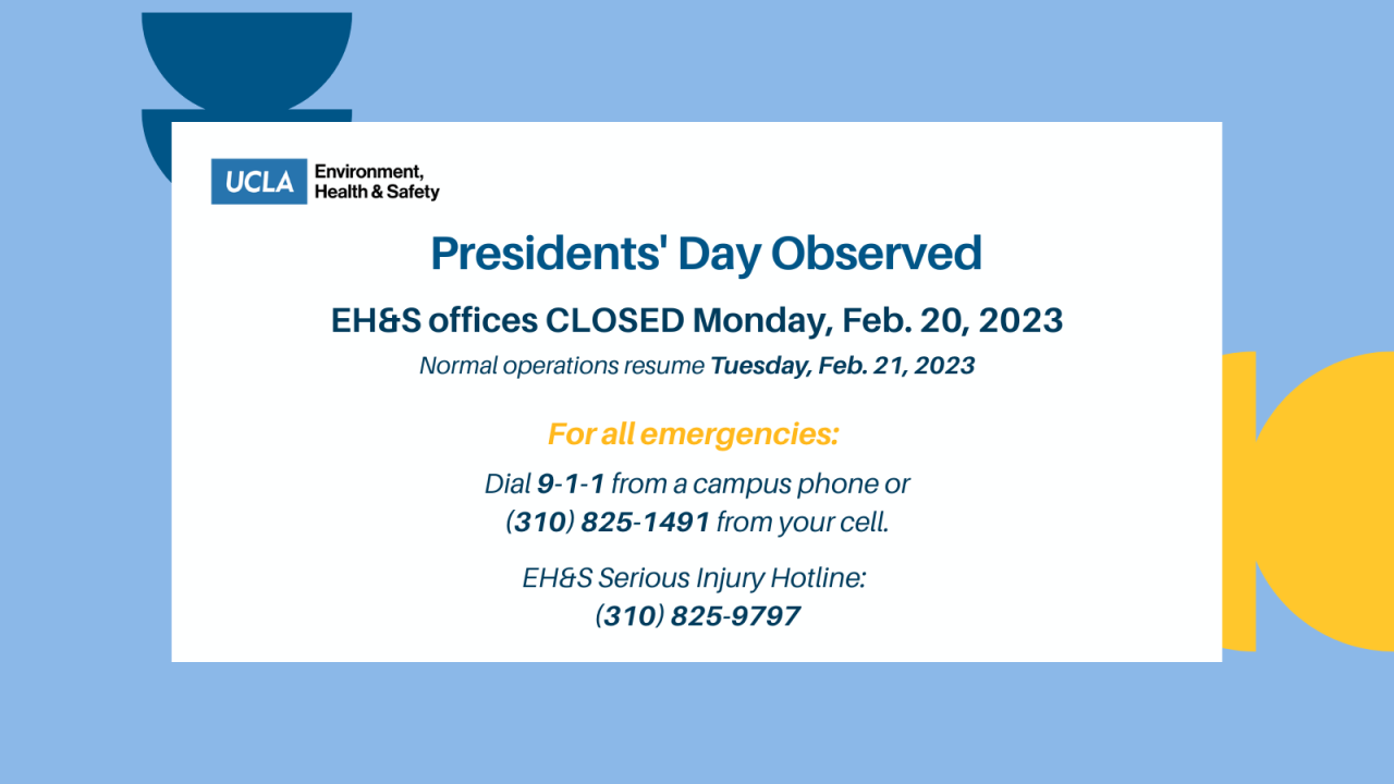 Graphic describing the Observance of Presidents' Day and the closure of offices for that duration.