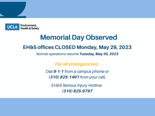 Graphic describing the Observance of Memorial Day and the closure of offices for that duration.