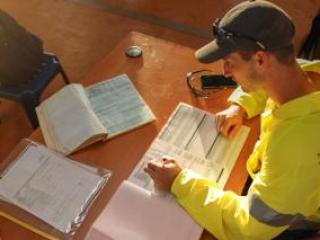 man at desk